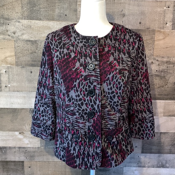 Studio Works Button Front Leopard Print Jacket - Picture 2 of 16